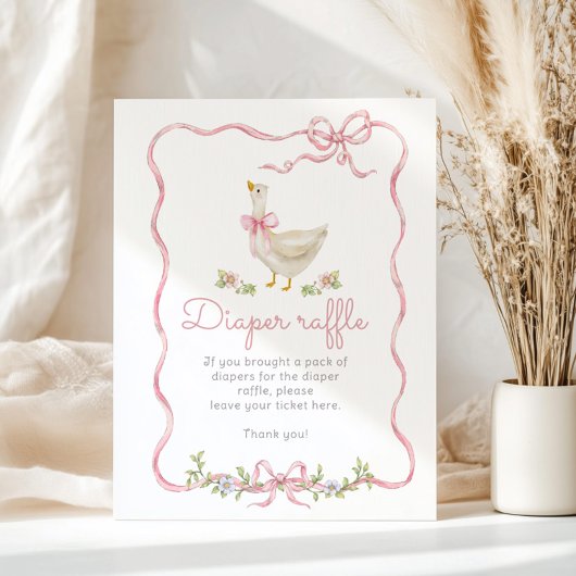 Gekke Gans roze strik  Luier Raffle Poster