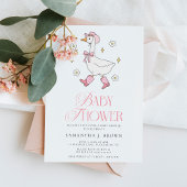 Gekke Gans Roze Western Meisje Baby shower Kaart