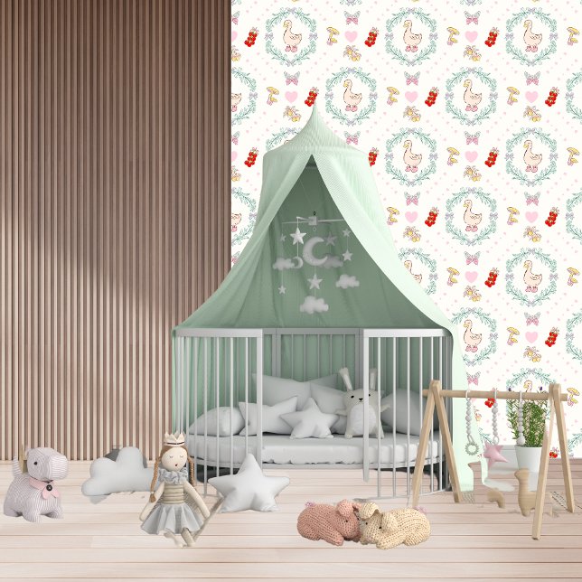 Gekke Gans Schattigee Ganzen Roze Hears Baby Girl Behang (Creator heeft geüpload)