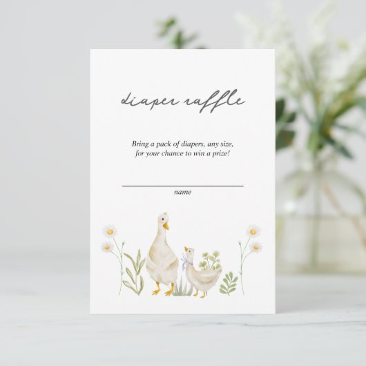 Gekke Gans Schattigee Waterverf Luier Raffle Informatiekaartje (Staand voorkant)