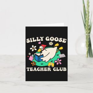 Gekke Gans Teacher Club Retro Groovy Teacher Back Kaart