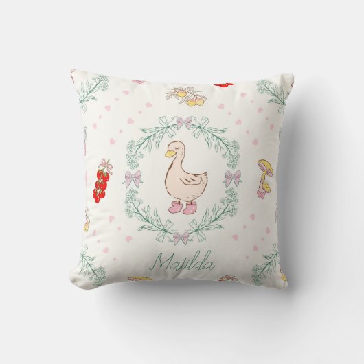 Gekke Gans Thema Schattigee Ganzen Roze Custom Kussen (Voorkant)