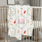 Gekke Gans Thema Schattigee Ganzen Roze Monogram Sherpa Deken