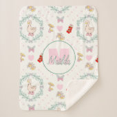 Gekke Gans Thema Schattigee Ganzen Roze Monogram Sherpa Deken (Voorkant)