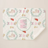 Gekke Gans Thema Schattigee Ganzen Roze Monogram Sherpa Deken (Voorkant (horizontaal))