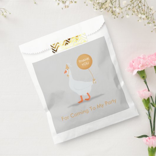 Gekke Gans Verjaardag Bedankt Grijs en Geel Bedankzakje (Gezegeld)