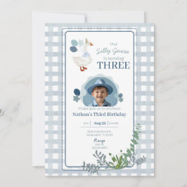 Gekke Gans Verjaardag Elke Leeftijd Blauwe Foto Kaart