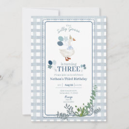 Gekke Gans Verjaardag Elke Leeftijd Blauwe Uitnodi Kaart