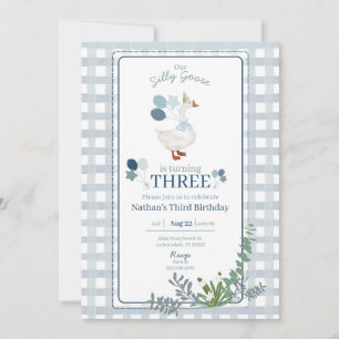 Gekke Gans Verjaardag Elke Leeftijd Blauwe Uitnodi Kaart