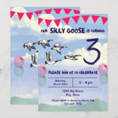 Gekke Gans Verjaardagsuitnodiging Kaart (Voorkant / Achterkant)