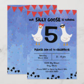 Gekke Gans Verjaardagsuitnodiging Kaart (Voorkant / Achterkant)