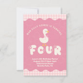 Gekke gans vierde verjaardag kaart (Voorkant)