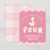 Gekke gans vierde verjaardag kaart (Voorkant / Achterkant)