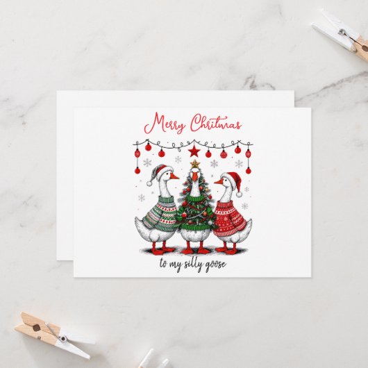 Gekke gans vrolijk kerstfeest | Grappige vakantie (Voorkant / Achterkant in situ)
