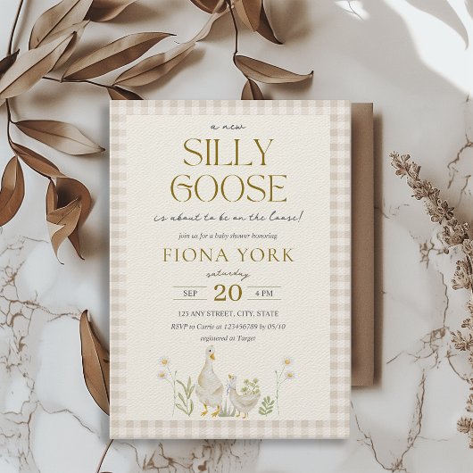 Gekke Gans Waterverf Genderneutraal Baby shower Kaart