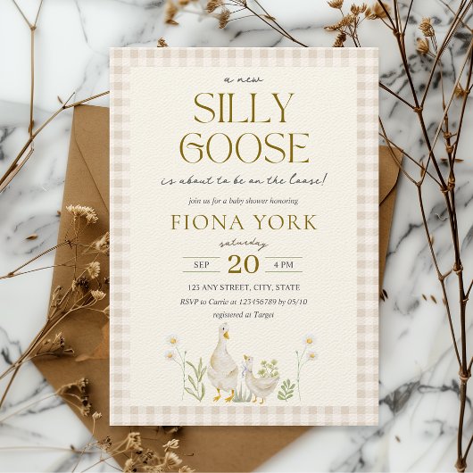 Gekke Gans Waterverf Genderneutraal Baby shower Kaart