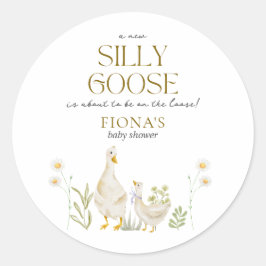 Gekke Gans Waterverf Genderneutraal Baby shower Ronde Sticker