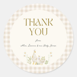 Gekke Gans Waterverf Genderneutraal Baby shower Ronde Sticker