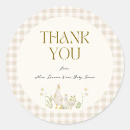 Gekke Gans Waterverf Genderneutraal Baby shower Ronde Sticker