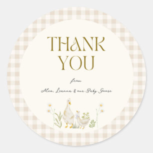 Gekke Gans Waterverf Genderneutraal Baby shower Ronde Sticker