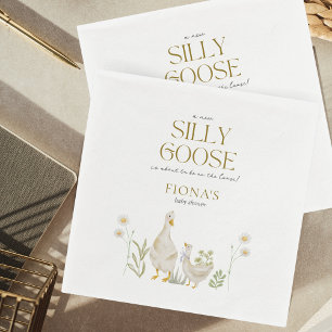 Gekke Gans Waterverf Genderneutraal Baby shower Servet