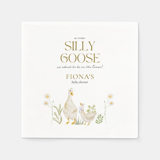 Gekke Gans Waterverf Genderneutraal Baby shower Servet (Voorkant)