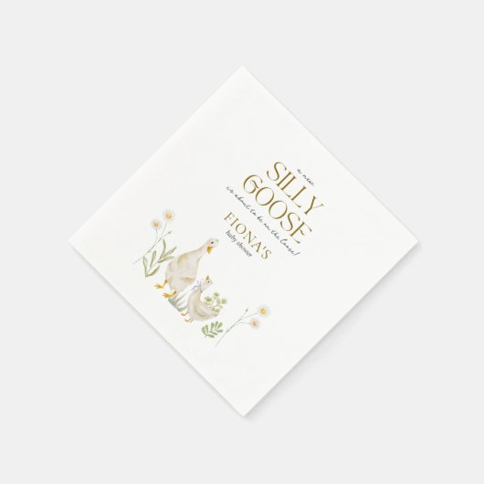 Gekke Gans Waterverf Genderneutraal Baby shower Servet (Hoek)