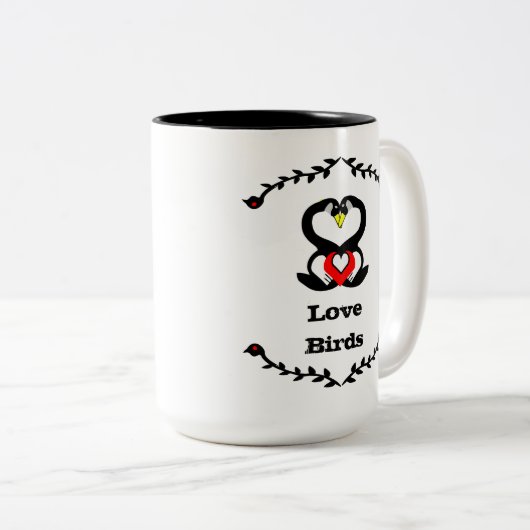 Gekke ganzen Tortelduifjes voor de ganzenfamilie Tweekleurige Koffiemok (Voorkant rechts)