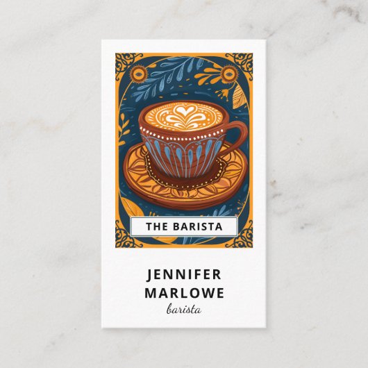 Gekke geïllustreerde barista visitekaartje (Voorkant)