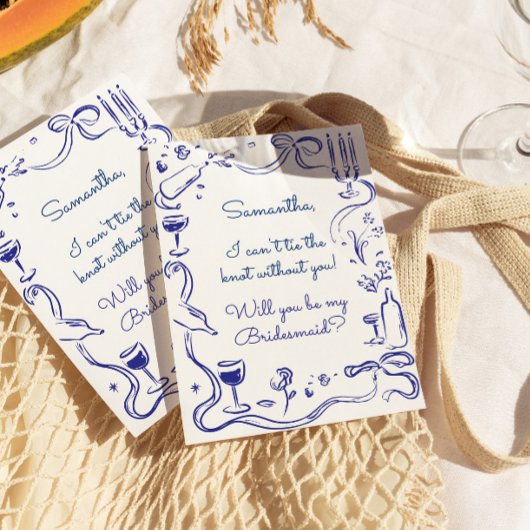 Gekke Geïllustreerde Doodle Bruidsmeisje Voorstel Kaart