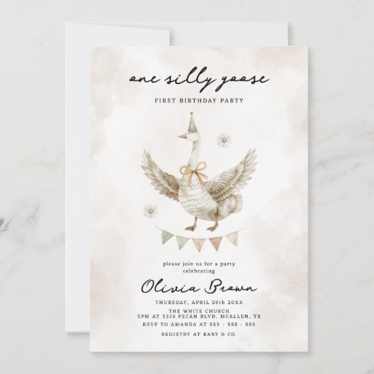 Gekke Gekke Gans 1e Verjaardag Kaart (Voorkant)