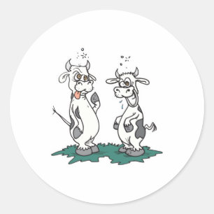 gekke gekke koeien ronde sticker