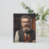 Gekke gekke professor met baard briefkaart (Staand voorkant)