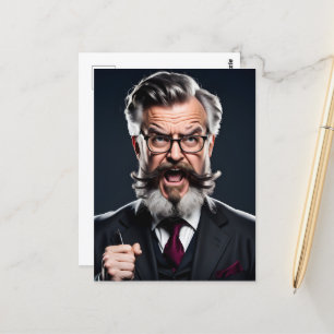 Gekke gekke professor met baard briefkaart