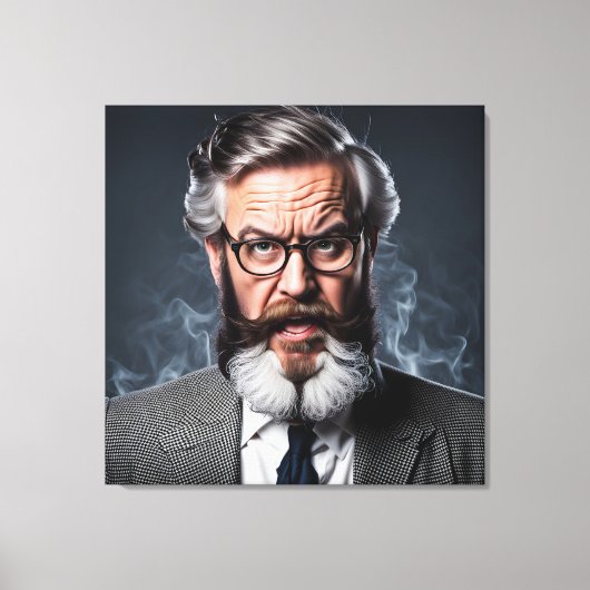 Gekke gekke professor met baard canvas afdruk (Voorkant)