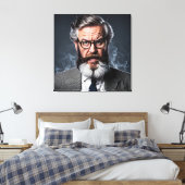Gekke gekke professor met baard canvas afdruk (Insitu (Slaapkamer))