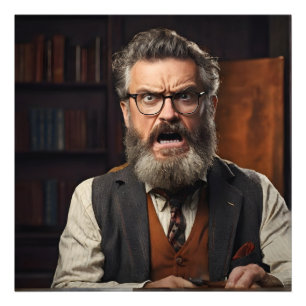 Gekke gekke professor met baard foto afdruk