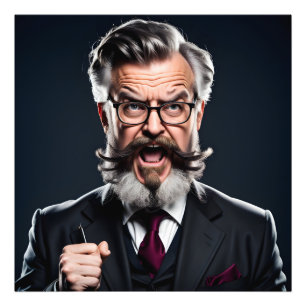Gekke gekke professor met baard foto afdruk