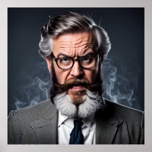 Gekke gekke professor met baard poster