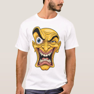 Gekke gele karikatuur gezicht T-shirt