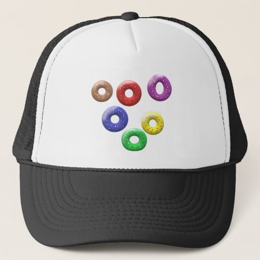 Gekke gespikkelde donutvormen trucker pet (Voorkant)