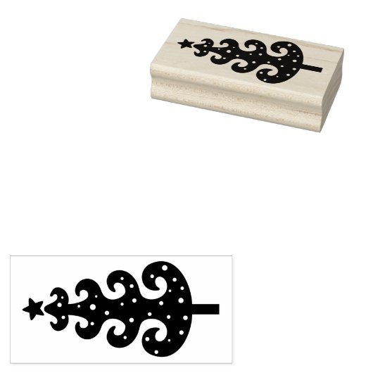 Gekke gestileerde kerstboomhout rubberstempel (Gestempeld)