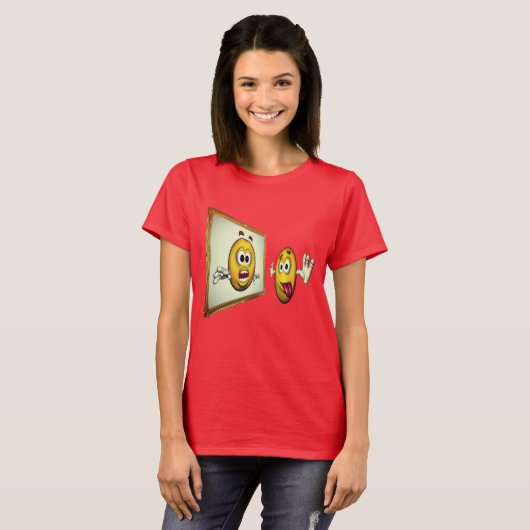Gekke gezicht in Mirror Funny T-shirt (Voorkant volledig)