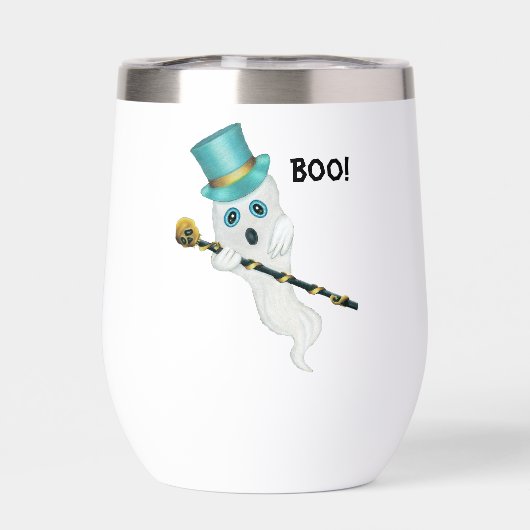 Gekke Ghost Blue Eyes Top Hoed Gold Skull Cane Boo (Achterkant)