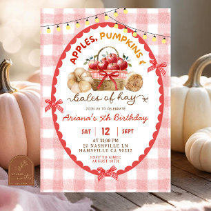Gekke Gingham Appels Pompoenen en Hooibalen Kaart