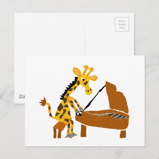 Gekke Giraffe die de piano speelt Briefkaart (Voorkant / Achterkant)