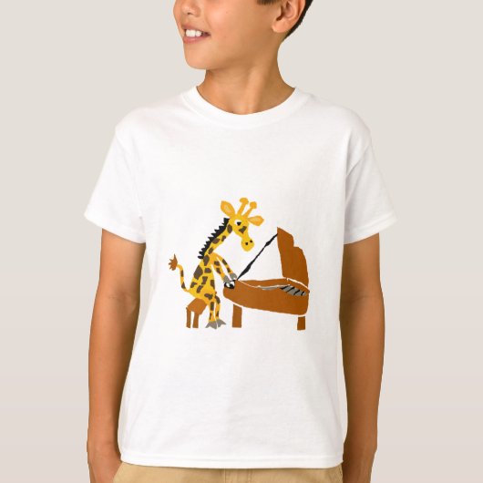 Gekke Giraffe die de piano speelt T-shirt (Voorkant)