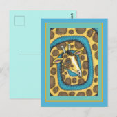 GEKKE GIRAFFE LONG NECK EN SPOTS, FUNNY FOLK ART BRIEFKAART (Voorkant / Achterkant)
