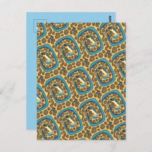 GEKKE GIRAFFE LONG NECK EN SPOTS, FUNNY FOLK ART BRIEFKAART (Voorkant / Achterkant)