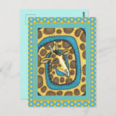 GEKKE GIRAFFE LONG NECK EN SPOTS, FUNNY FOLK ART BRIEFKAART (Voorkant / Achterkant)